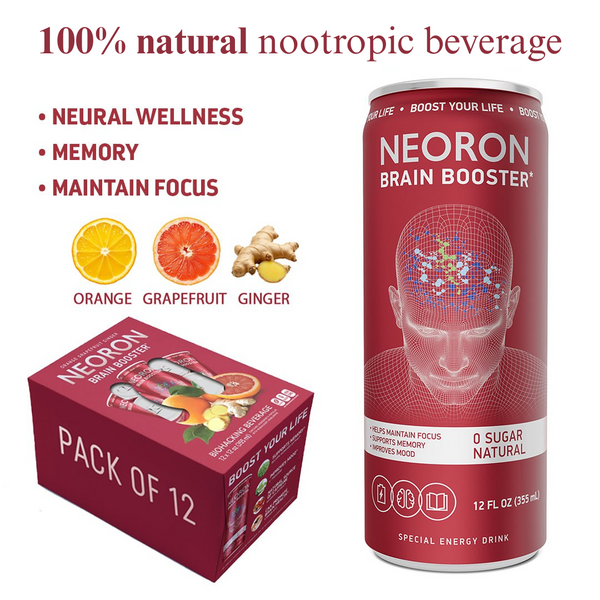NEORON Brain Booster Natural Guarana Special Energy Biohacking Drink