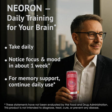 NEORON - Brain Defender, Focus & Memory Support, Sugar‐Free Nootropic Drink, Vegan (Pack of 12)