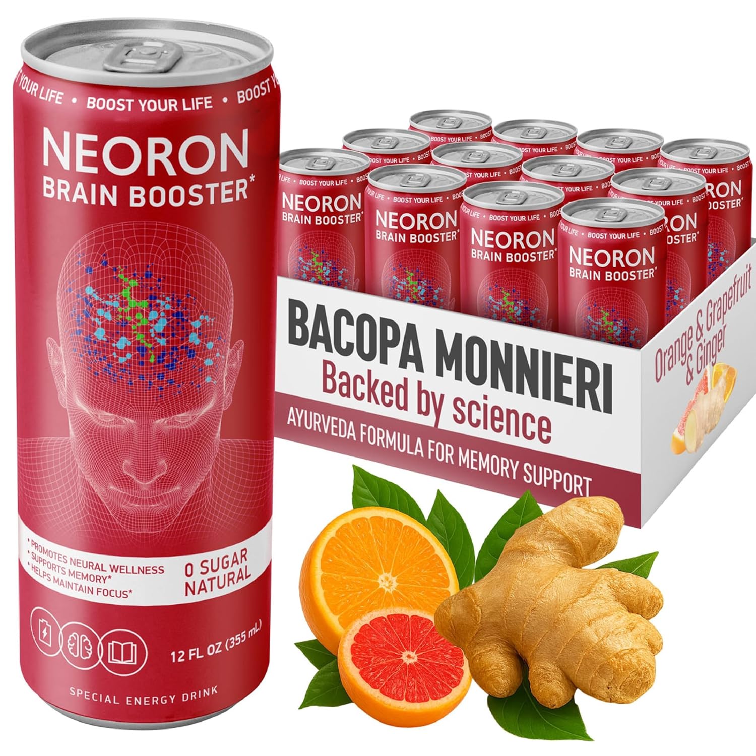 NEORON Brain Booster Natural Guarana Special Energy Biohacking Drink